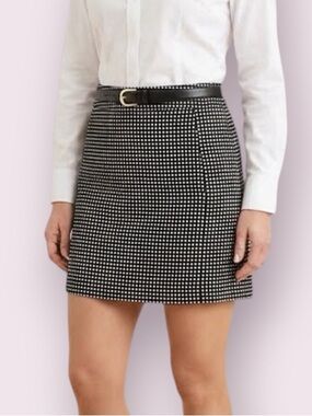 Club Monaco Polkadot Mini Skirt Wool & Angora Blend Black & White Size 0